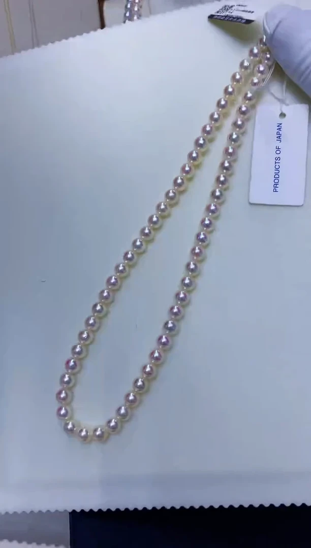 18K金镶嵌海水珍珠商品6-7rose满珠链带大证