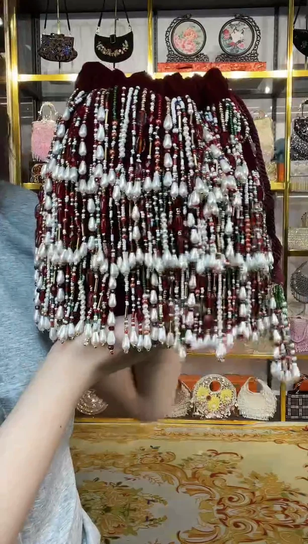 织物珠韵恒泽重工串珠手提包