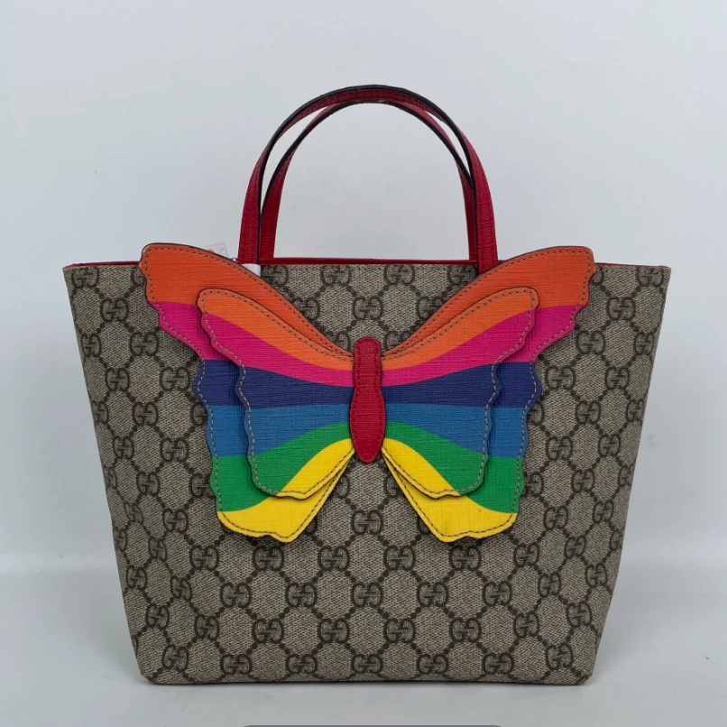 95新 GUCCI/古驰 古驰老花儿童蝴蝶包底长30cm棕色