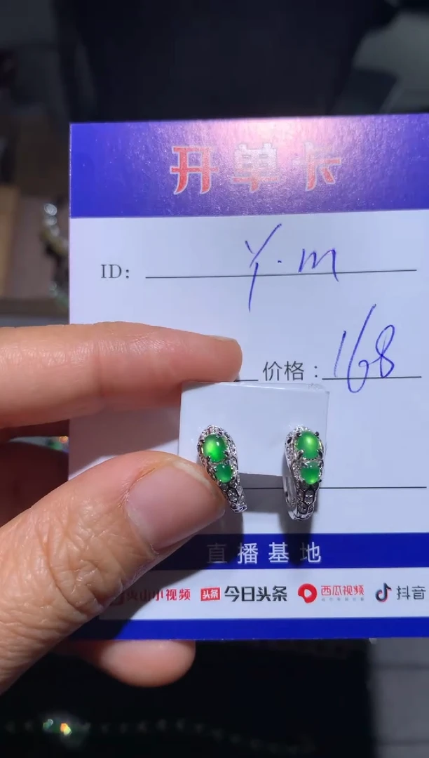【闪购商品】翡翠耳饰银S925镶嵌向 Y.m