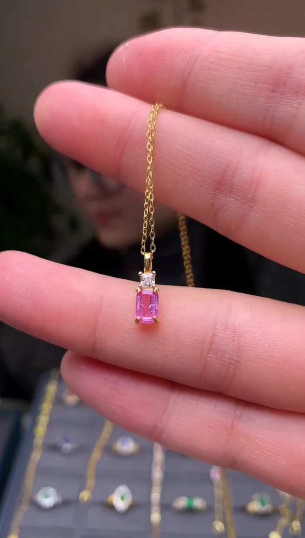 颈饰蓝宝石银S925镶嵌吊坠