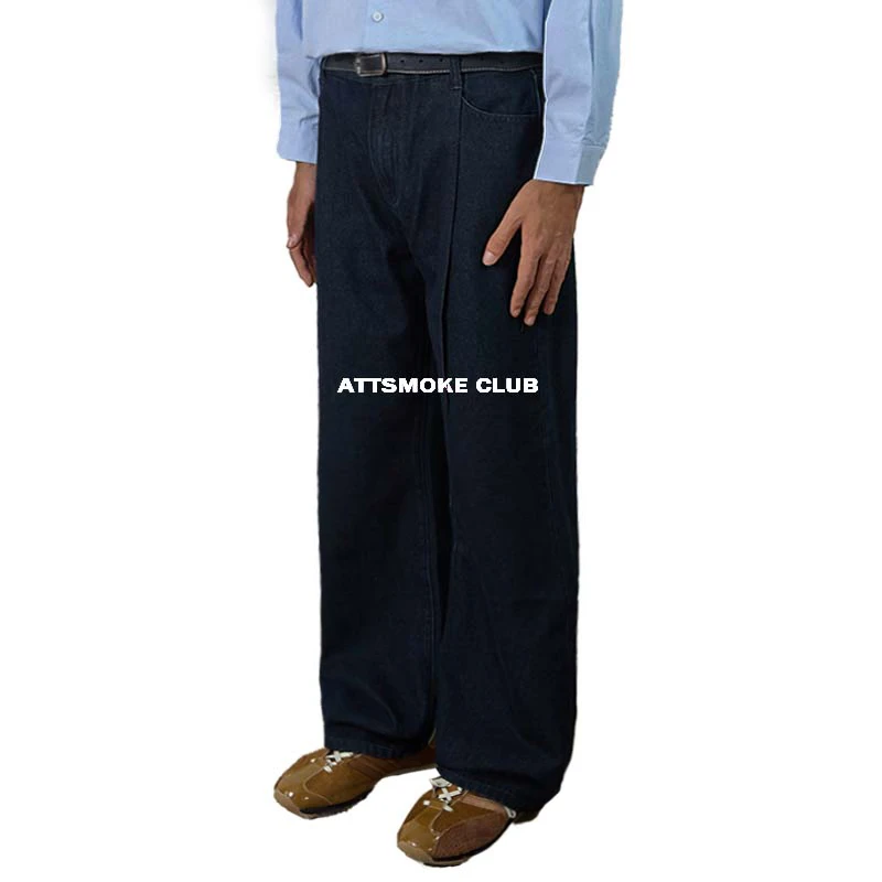 【线上商店】美式Cleanfit巴黎原牛色2021m直筒褶皱牛仔裤vintage