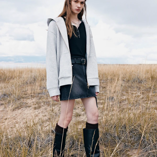 MOCO秋双开头拉链宽松连帽外套美式复古运动MBC3COTK01