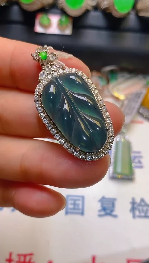 【闪购商品】翡翠耳饰银S925镶嵌天然A货翡翠1