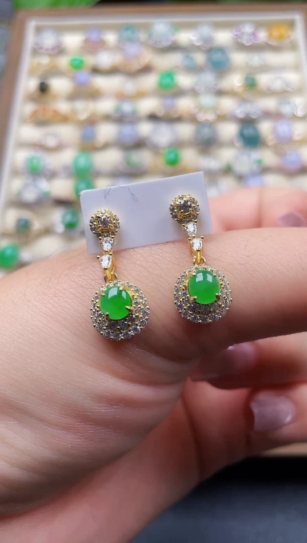 银S925镶嵌翡翠耳饰108