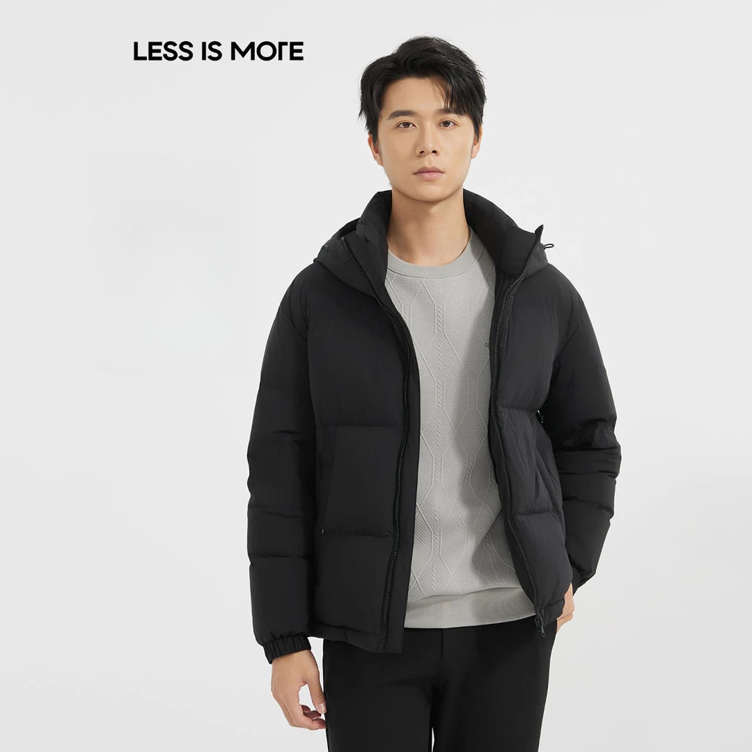 利郎【可机洗羽绒】男士时尚连帽羽绒服短款外套户外休闲冬季保暖