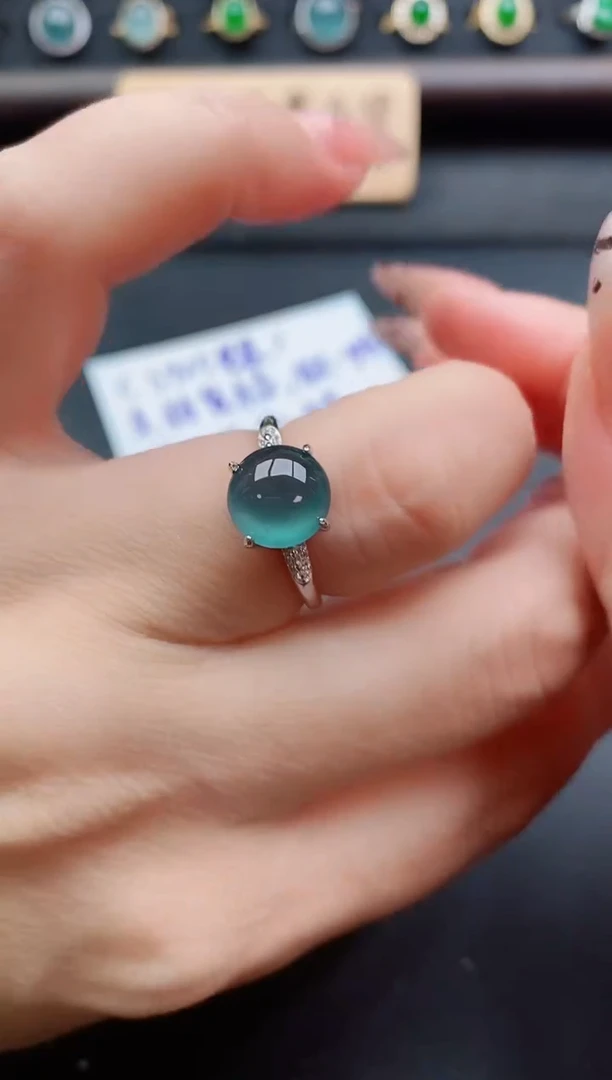 银S925镶嵌戒指翡翠1