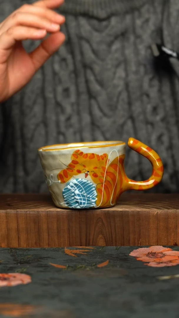 杯釉下彩手工手绘同款陶器