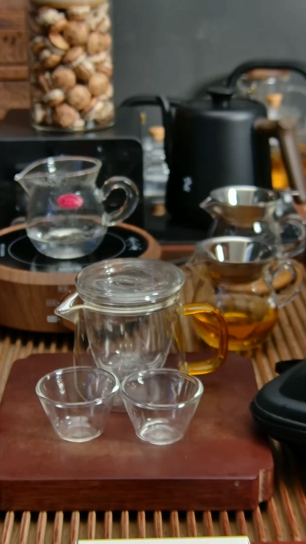 玻璃泡茶杯套组带两杯