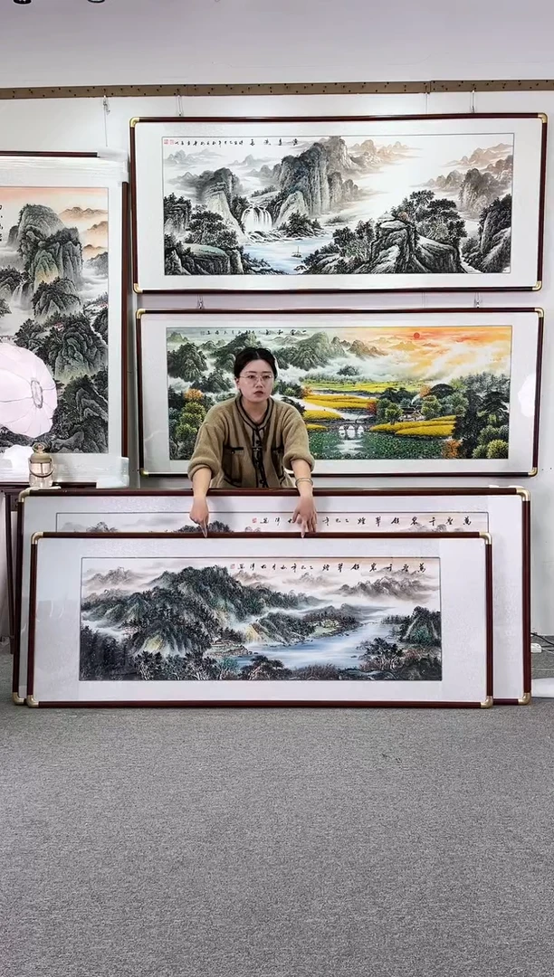 国画纯手绘180x70万壑千岩