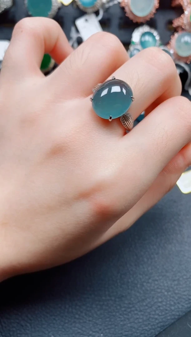 银S925镶嵌戒指翡翠翡翠