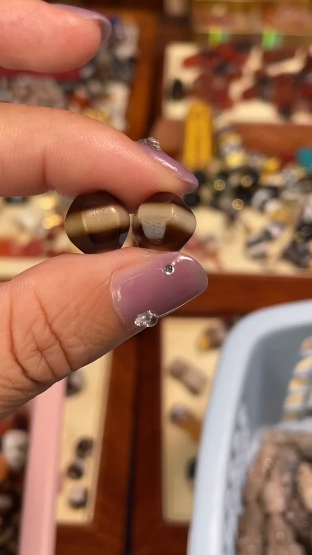 玛瑙/玉髓颈饰未镶嵌55一线对珠