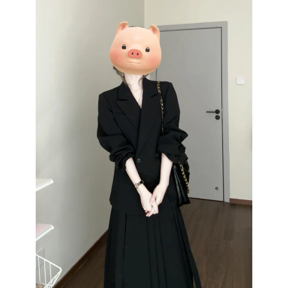 INS CEC春秋新款气质显瘦高级感西装外套女复古时尚半身裙两件套