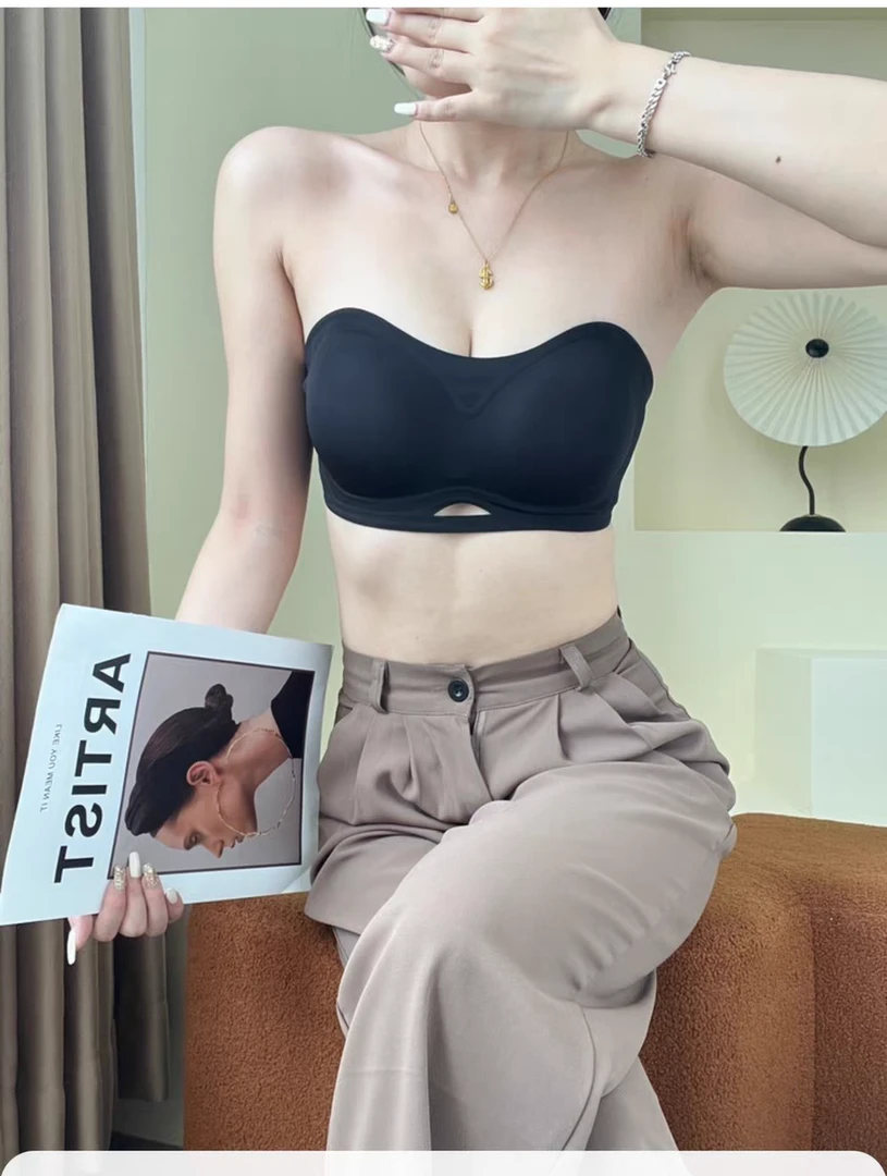 布吉岛无肩带内衣女抹胸防走光夏薄款防滑聚拢隐形时尚