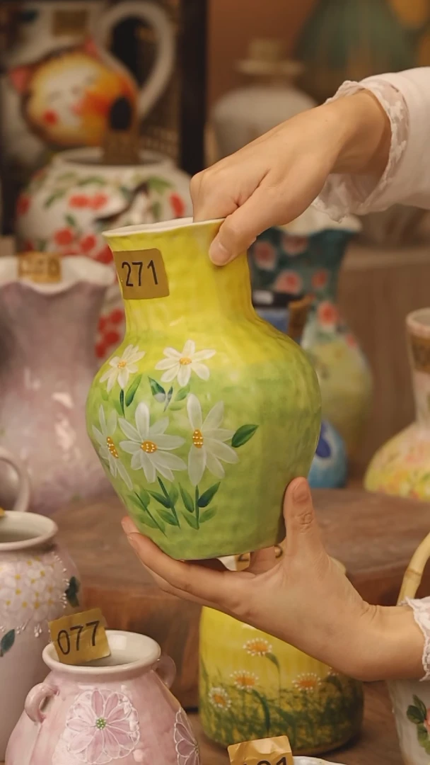 陶瓷景德镇设计师手作花器摆件侘寂风@M271@