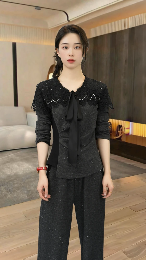 【范有名】针织洋气时尚气质打底衬衫黑色修身名媛秋冬秋季