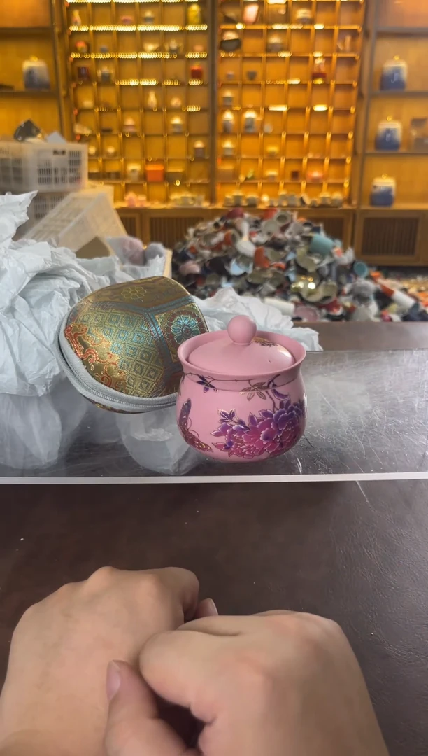 瓷片花溪陶瓷00000粉紫砂牡丹个人泡+包