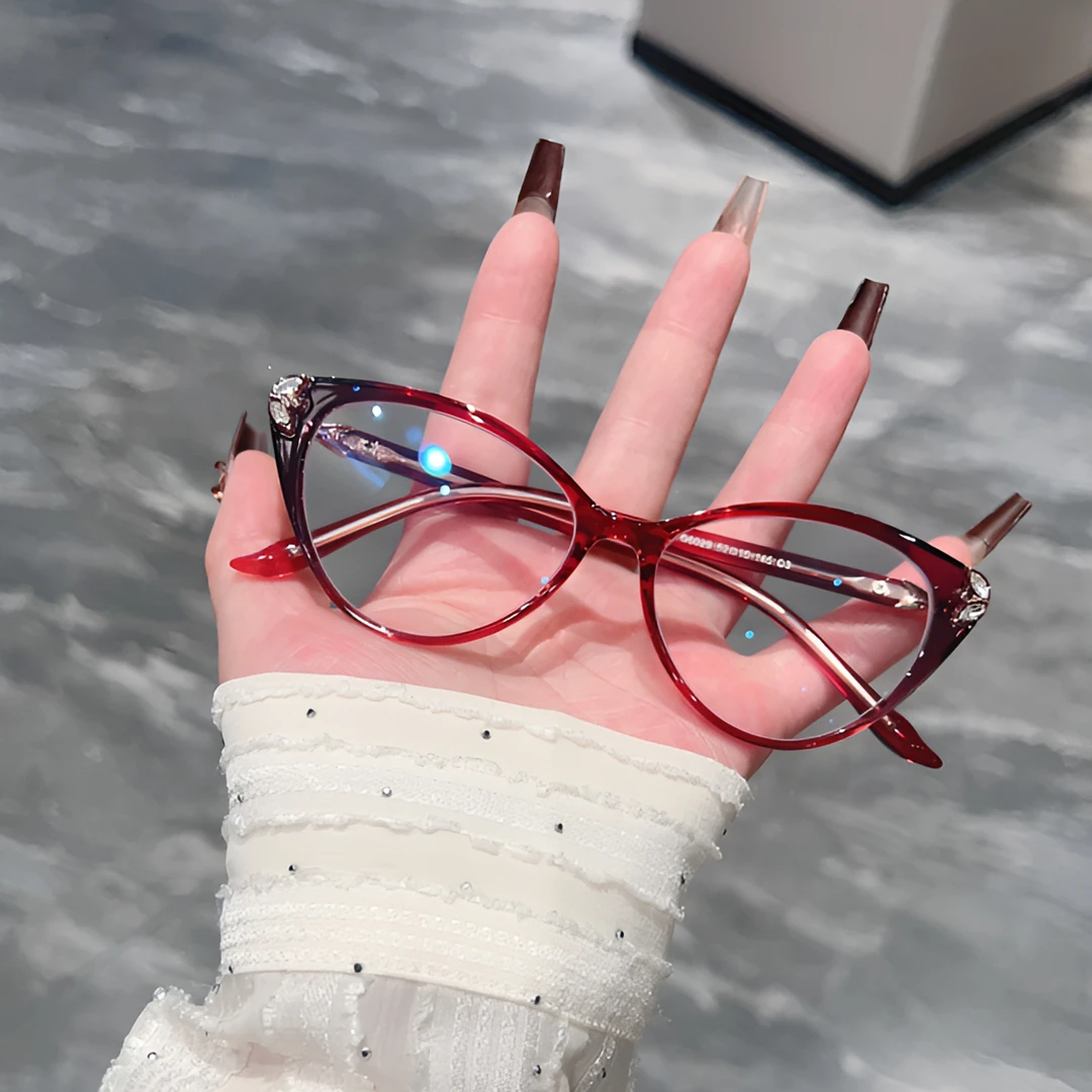 江南印象 高品质猫眼时尚镶砖装饰镜防蓝光显年轻老花镜女