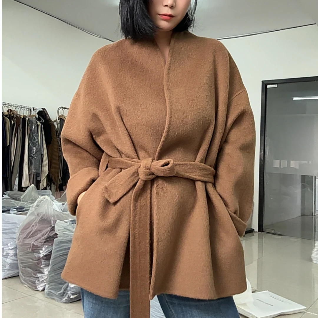 梦一场 雅高常规款落肩袖适中宽松型防风女保暖休闲韩版毛呢外套