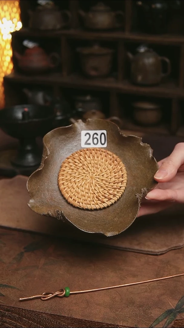 260号紫砂全手花边壶承