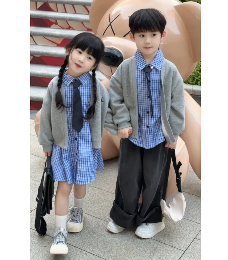 女童春季新款套装针织开衫洋气女宝宝衬衣裙百搭连衣裙两件套