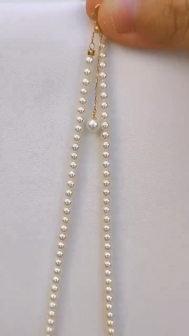 淡水珍珠18K金镶嵌项链3-4