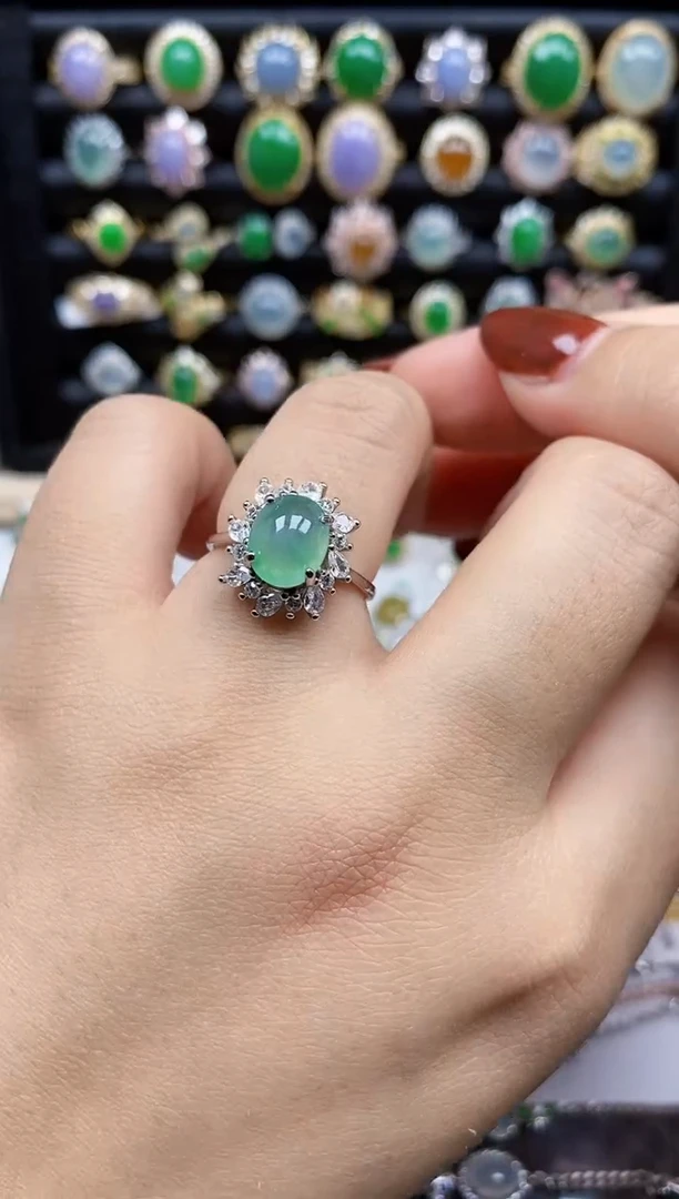 银S925镶嵌戒指翡翠5760