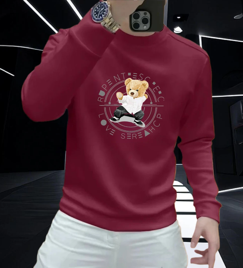 美式重磅秋冬季新款男士休闲圆领卫衣个性加绒印花长袖时尚上卫衣