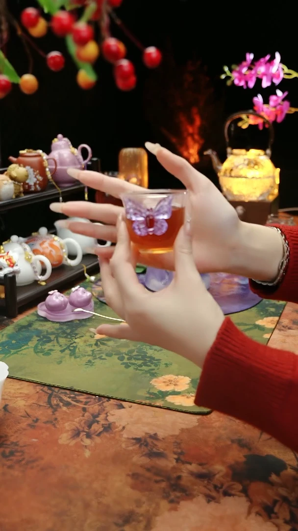 【闪购商品】紫色蝴蝶品茗杯60cc@@@@@@