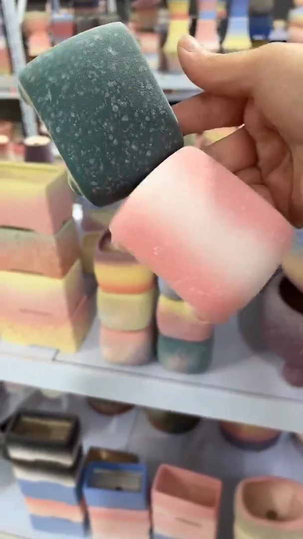 麦饭石粗陶多肉花盆6*6两个