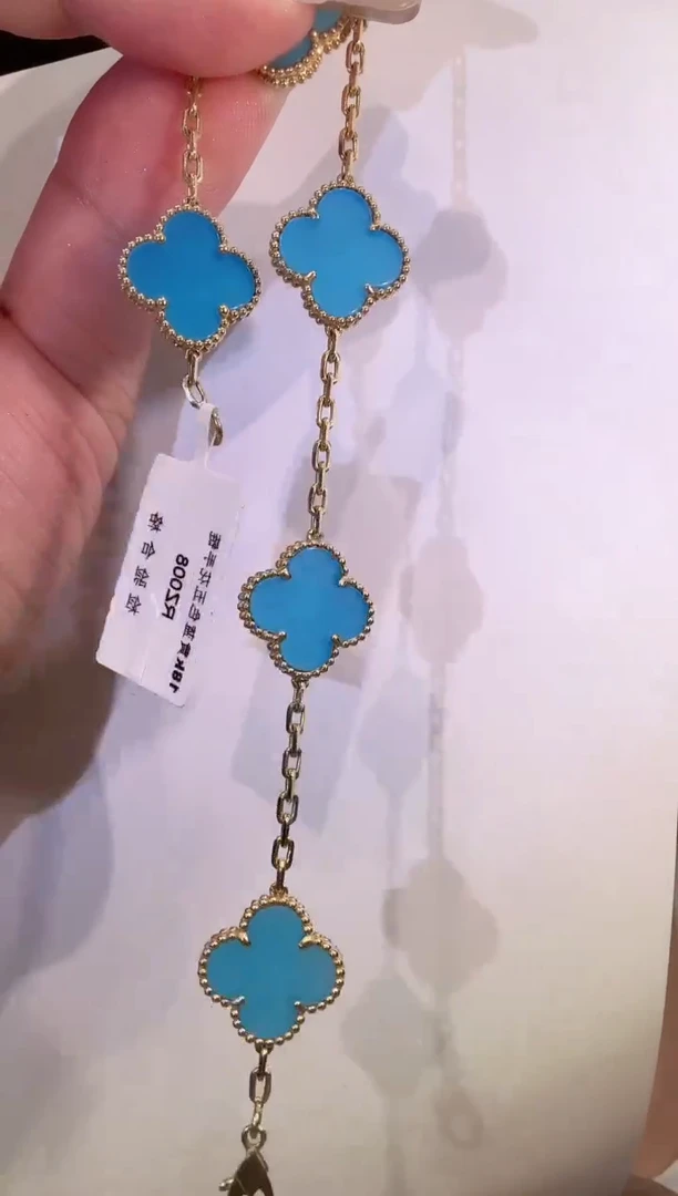 玛瑙/玉髓18K金镶嵌手链11g蓝色
