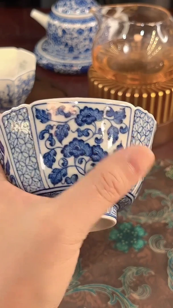 镹曰陶手工手绘柴窑茶具四方杯