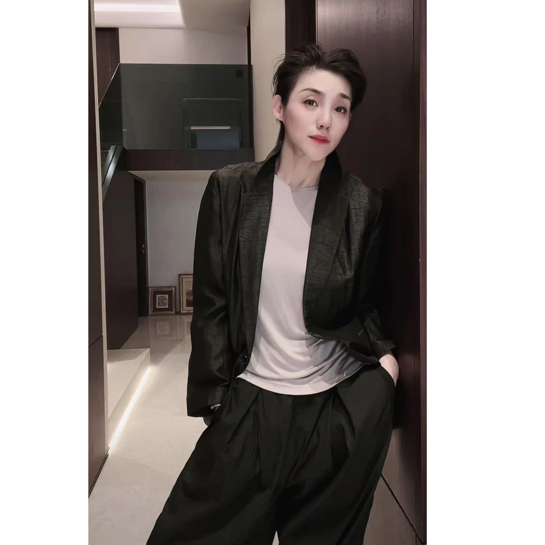 36姆米 香云纱重磅 炫黑 西装 XZ0271
