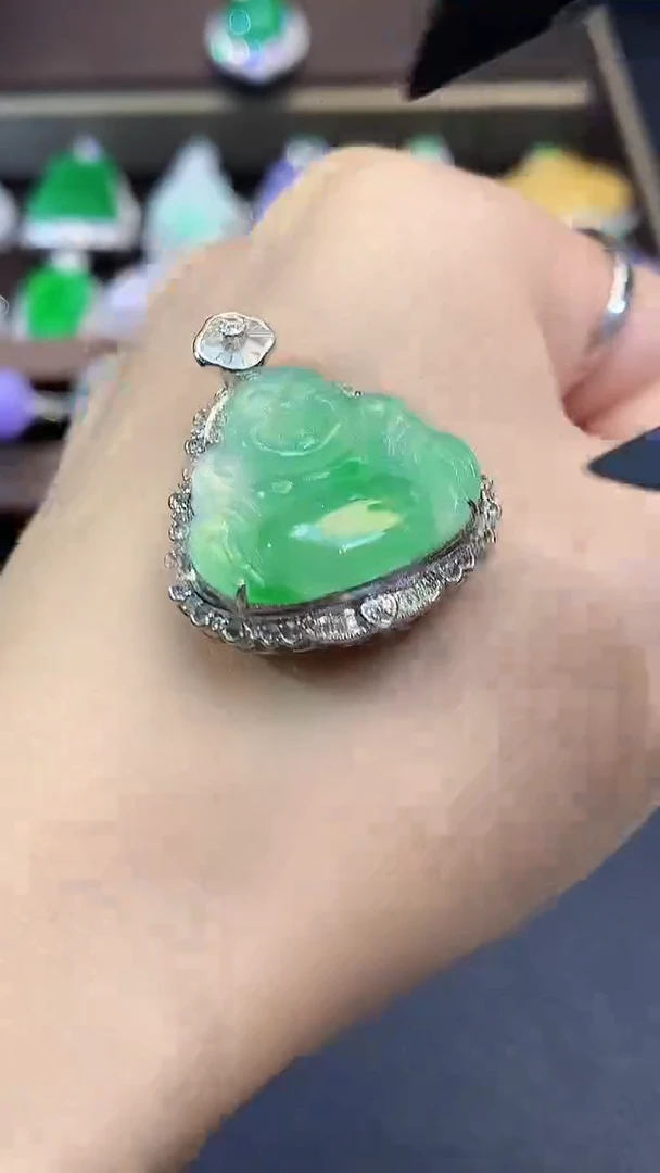 吊坠(不含链)18K金镶嵌翡翠s35