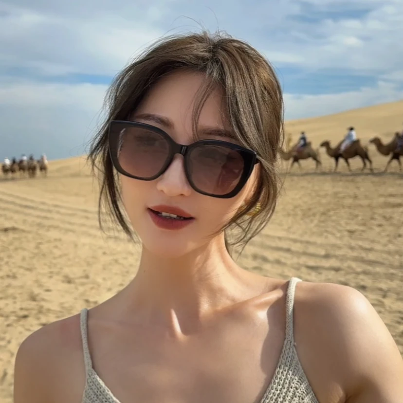 自带妆容！MS新款显瘦偏光太阳镜防紫外线墨镜个性质感渐变色超轻