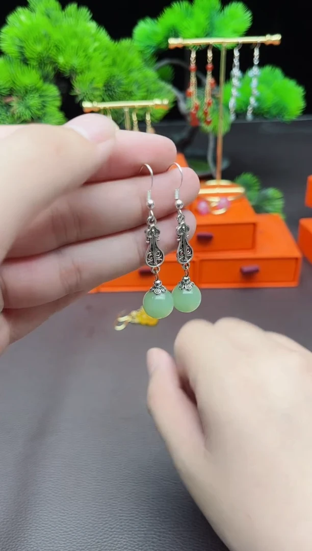 玛瑙/玉髓耳饰银S925镶嵌211