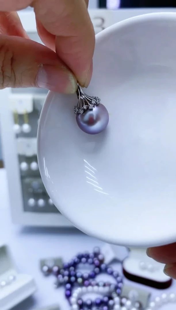 【闪购商品】淡水珍珠耳饰银S925镶嵌吊坠