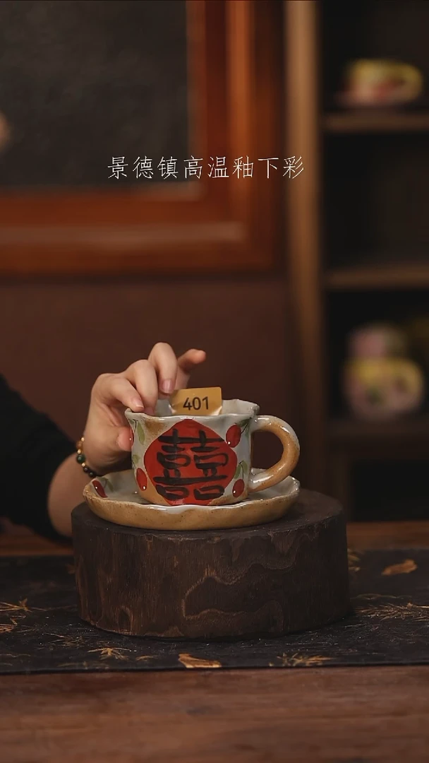 陶瓷景德镇高温釉下手绘陶瓷@L401@