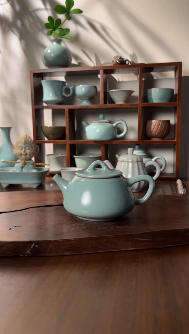 【闪购商品】杯清凉寺仿古釉色手签款石瓢壶