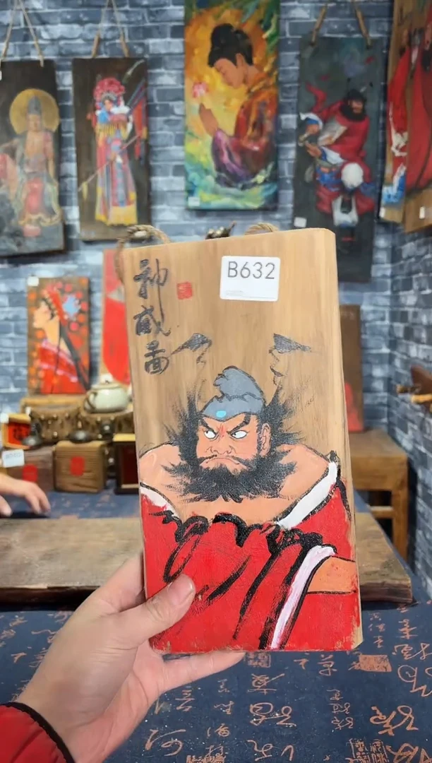 风化老门板丙烯画