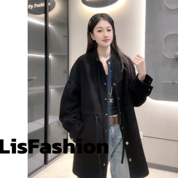 Liss-25新款787抽绳羊皮反绒设计百搭羊皮时尚女外套