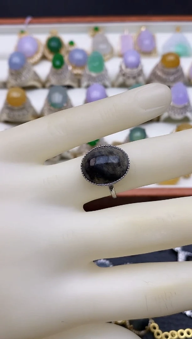 翡翠戒指银S925镶嵌/0015