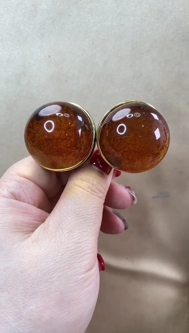 【闪购商品】琥珀耳饰银S925镶嵌耳环