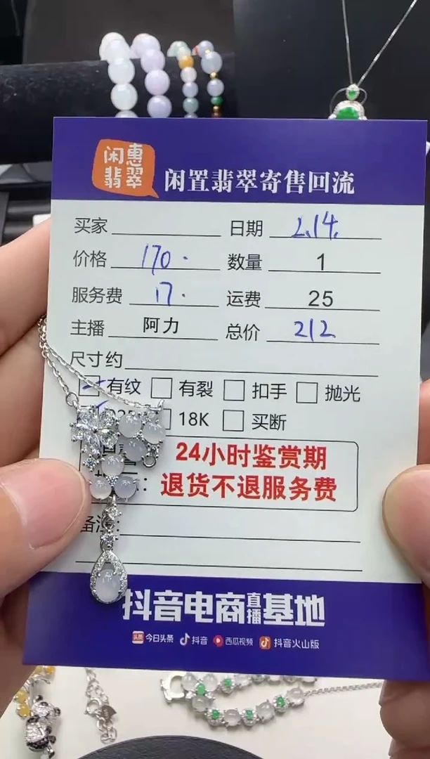 【闪购商品】翡翠项链银S925镶嵌翡翠项链