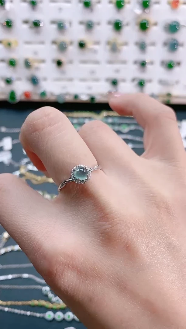 【闪购商品】翡翠戒指银S925镶嵌天然翡翠