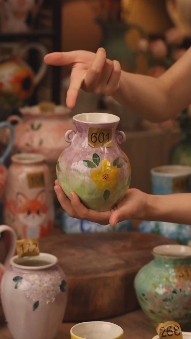 陶瓷601景德镇设计师手作花器摆件侘寂风