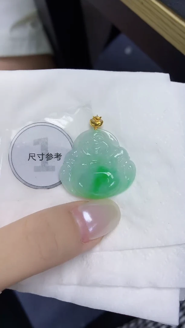 翡翠18K金镶嵌颈饰天然缅甸翡翠A货百元以上9元证书费自理