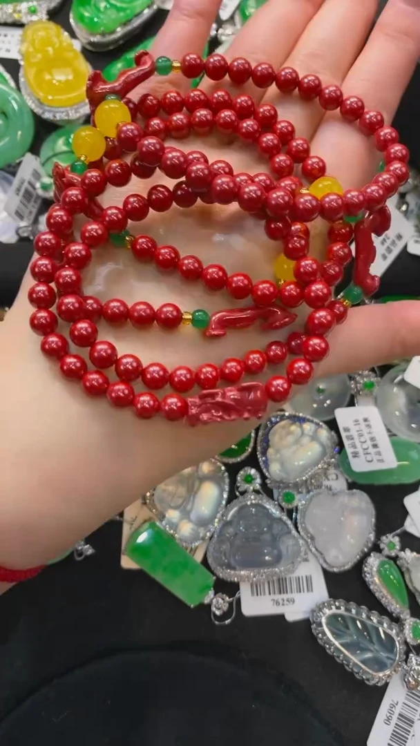 【闪购商品】长石玉手绳未镶嵌朱砂帝王手链。。