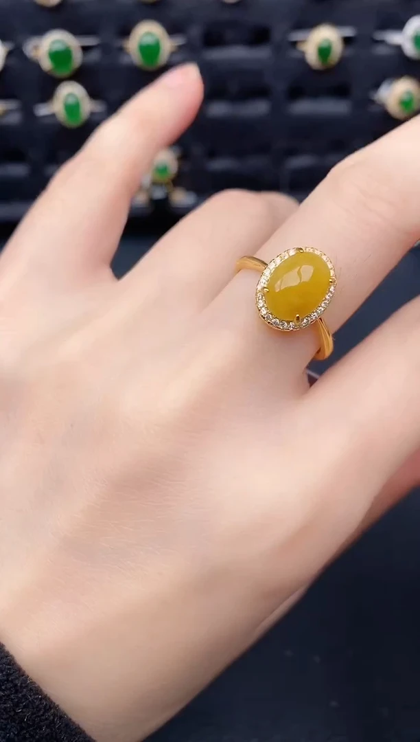 银S925镶嵌戒指翡翠天然a货翡翠104