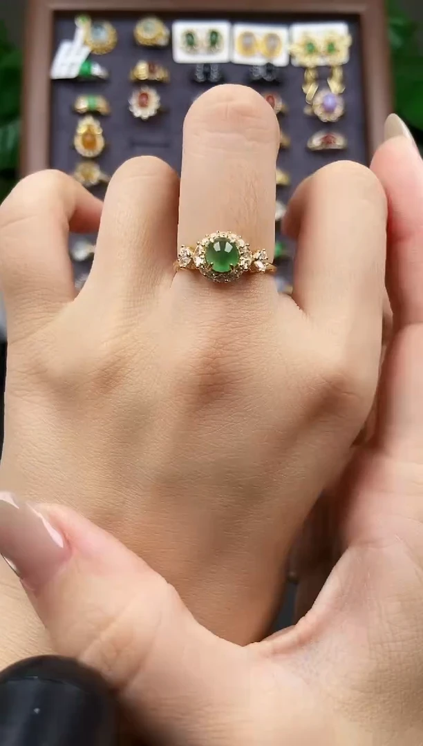 银S925镶嵌戒指翡翠12